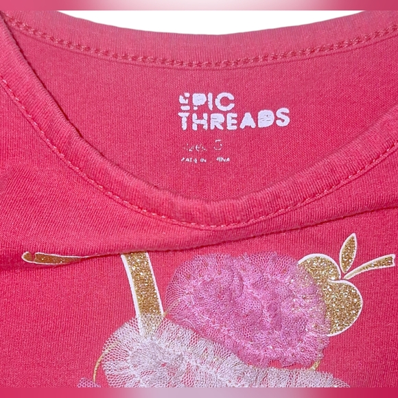 Epic Threads ice cream t-shirt with gold glitter girls size 5 - Picture 3 of 5